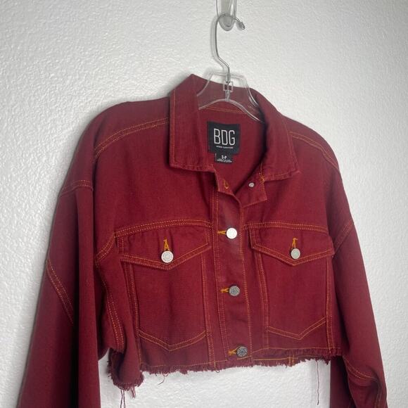 BDG Urban Outfitters Womens Red Jacket Size Small Denim Long Sleeve Button Front - Picture 7 of 13
